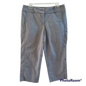 Daisy Fuentes Wide-Waistband Navy/Gray Capri Pants - Size 8 - Textured Pattern